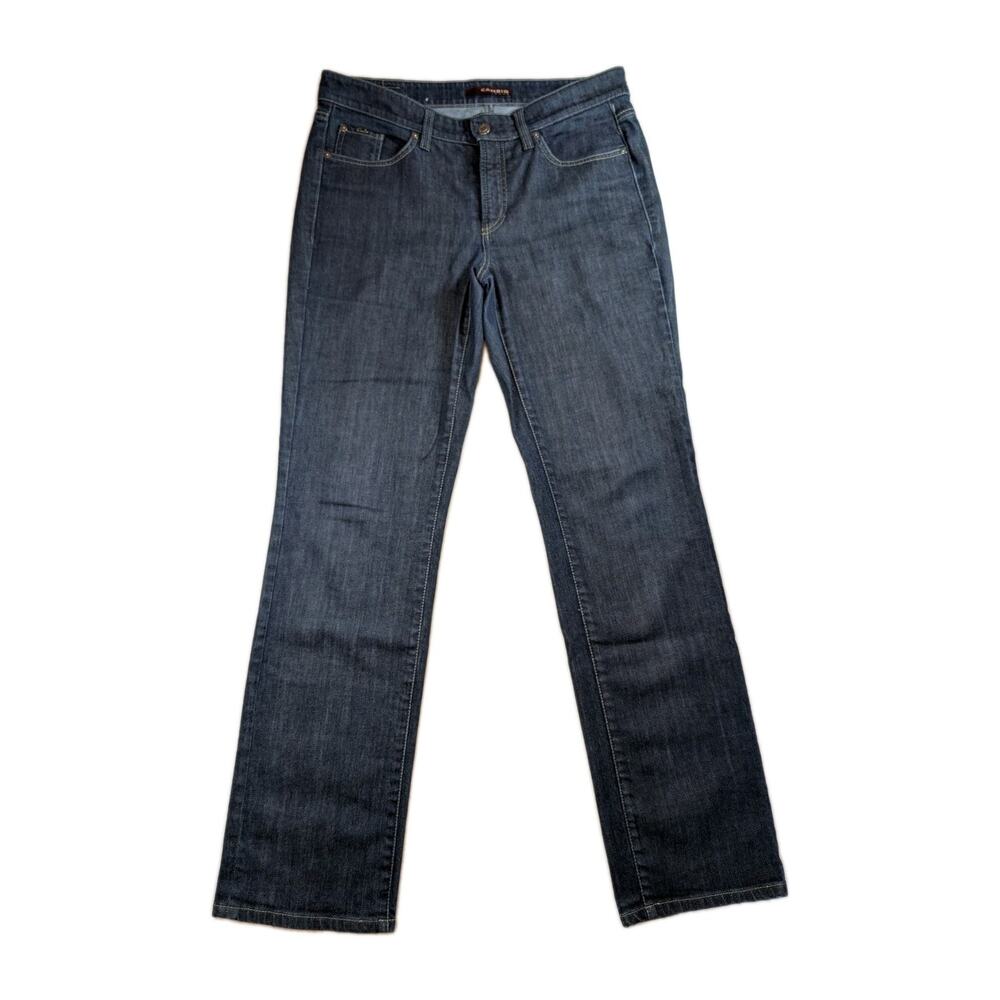 Cambio Dark Wash Straight Leg Stretch Jeans Womens 34 Measured Fit EURO CHIC